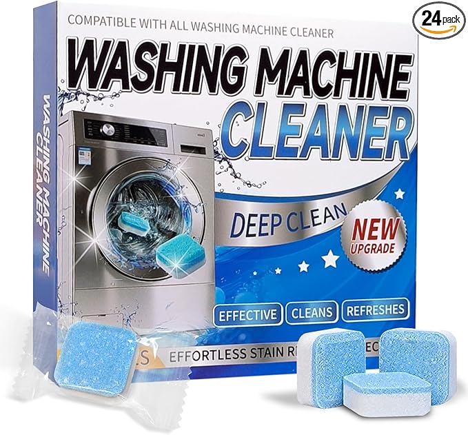 Washing Machine Cleaner Tablets–24 Packs,Deep Cleaning Tablets For HE Front Loader & Top Load Washer,Clean Inside Drum and Laundry Tub Seal-1Year Supply