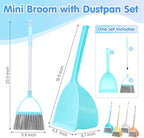 Roshtia 4 Pcs Mini Broom with Dustpan for Kids Broom and Dustpan Set Toddler Cleaning Set Boys Girls Small Cleaning for Kitchen Bathroom Pet (Yellow,Red,Green,Hoary)