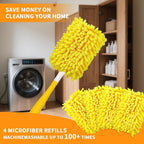 Reusable Duster Refill Compatible with Swiffer Hand Duster - 360 Heavy Duty Microfiber Duster Refills - 4 Pack for Ceiling Fans, Furniture, and Electronics (Yellow,Handle is Not Included)