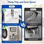 Magnetic Dryer Ball Holder and Magnetic Hanger Holder for Laundry Room Organization and Storage, Magnetic Lint Bin for Laundry Room, Iron Basket Dryer Ball Container for Laundry Room Storage (Black)