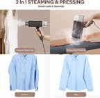 Newbealer Dual Voltage Garment Steamer 120V/220V, 1200W Powerful Steamer for Clothes, Home & Travel Use, Horizontal & Vertical Steaming, 20s Heat-up, Foldable, 1.72lbs, 180ml (Brown)