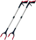 2-Pack Reacher Grabber Tool, Foldable Trash Picker Grabber, Trash Gripper, Garden Nabber, Litter Picker, Extended Grabber（Red/Red)