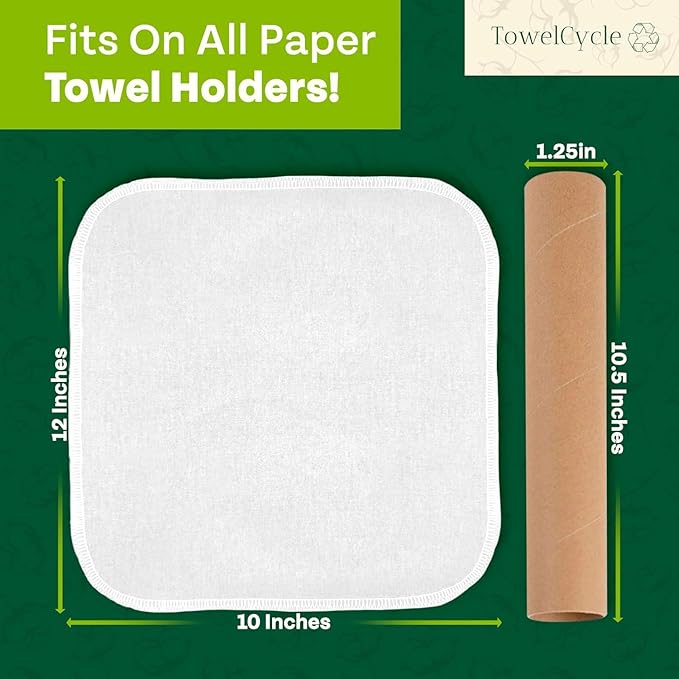Reusable Paper Towels (24 Pack) - 100% Cotton Hand Towels for Kitchen - Zero Waste Cleaning Cloths - Washable Paper Towels - Reusable Napkins Paper Towel Alternative - Eco Friendly Gifts
