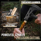 Freelander Camping Axe with Sheath, Sharp Tactical Hatchet Axe with Clip and Bottle Opener, Multi-Functional Hammer Tactical Tomahawk, Survival Tomahawk Axe for Camping (Black, 15 Inch)