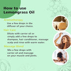 Lemongrass Essential Oil - Pure Organic Lemongrass Oil for Diffuser, Spray, Skin & Hair Care, Massage, DIY Candles & Soap, Perfume, Body Wash - 10mL