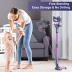 Lubluelu Cordless Vacuum Cleaner, Stick Vacuum Cordless Rechargeable with Lightweight 235W Brushless Motor, Self-Standing and Handheld Design for Carpet, Hard Floor and Pet Hair (Purple)