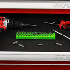 Mayouko 1/4" Magnetic Hex Bit Holder Rack Organizer, 43 Holes, 1/4-Inch Drill Bit Holder, Green, 2 Racks, Magnetic Bit Holder with Magnet Base for Screwdriver Bits