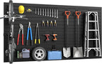 DoCred Slatwall Paneling Organizer, 4x7.5 FT PVC Garage Slat Wall Storage Systems, Heavy Duty Mounted Slat Peg Board for Tool Organization Ladder Bike Rack (Black)