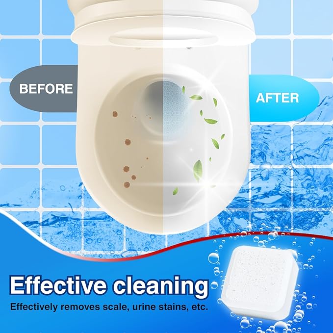 Toilet Cleaning Tablets Deep Clean & Deodorize, Toilet Bowl Cleaners Bleach Inside the Bowl, Effectively Removes Hard Stains (24-Pack Year Supply), Septic-Safe, Bathroom Cleaning Supplies