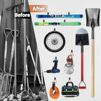 3-H Garage Wall Hooks 42 Pack, Heavy Duty Garage Hooks with Extra Welding Spots, Wall Mount Storage Organizer for Hanging Garden Lawn Tools, Ladder, Bike, WeedEater, Chair, Shovel, Blower (Orange)