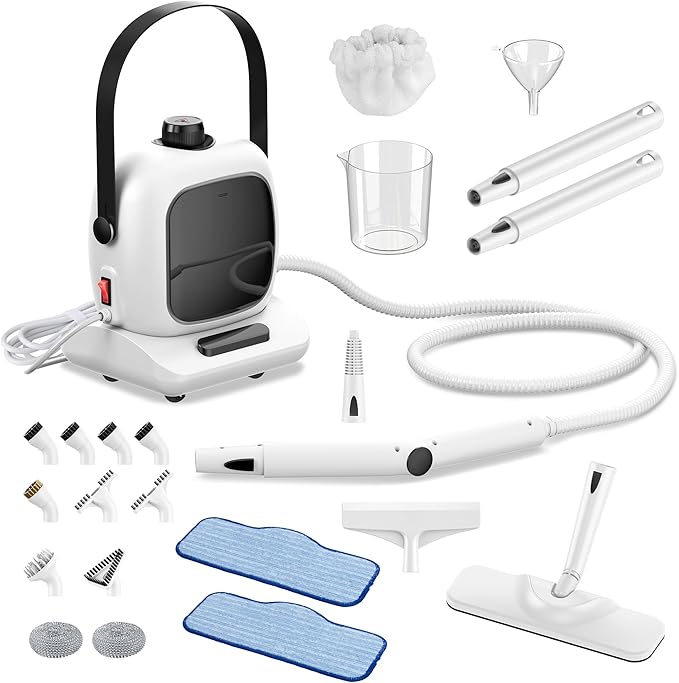 Steam Cleaner,Heavy-duty Steam Cleaners for Home,Detachable Handheld Steamer for Cleaning,248°F Steam Mop for Floors, Cars,Furniture,Tiles, Kitchen,Bathroom,Grout and More,21-Piece Kit Include