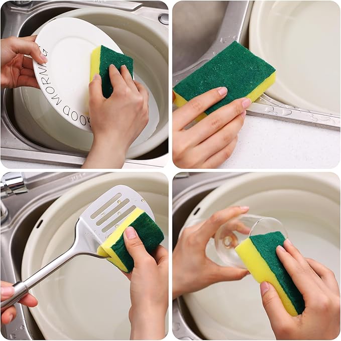 Tanlade 480 Pcs Bulk Kitchen Dishwashing Sponges Individually Wrapped Non Scratch Scouring Sponges for Dishes Household Cleaning Travel Apartments Hotel Car