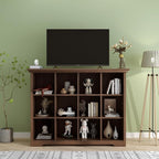 Cube Shelf Bookcase with Base - Wooden 3 Tiers Floor Standing Low Storage Cabinet for Home and Office, 12-Cube Lattice Bookshelf, Walnut