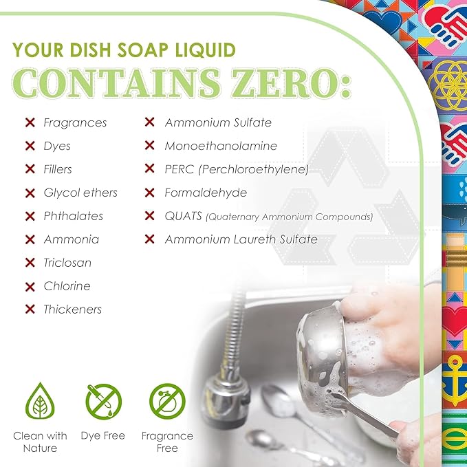 Natural Concentrated Dish Detergent Dishwashing Liquid | Plant-Based Dish Soap | Sweet Basil Fresh Scent | Pack of 3