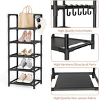 LANTEFUL Narrow Shoe Rack 5 Tier Shoe Shelf Storage for 5-10 Pairs Shoe and Boot, Sturdy Shoe Storage Space Saving Corner Shoe Rack Organizer for Closet, Entryway, Living Room, Black