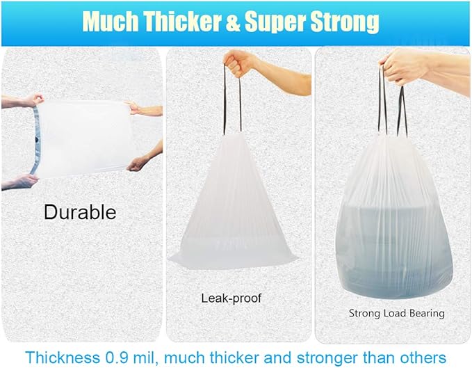 8 Gallon Drawstring Trash Bag Garbage Bag Trash Can Liner,90 Counts,0.74 Mil