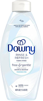 Downy Free & Gentle Rinse Laundry Odor Remover, Scent Free, 48 FL OZ, Gentle on skin, No dyes or heavy perfumes, Fabric Softener and Laundry Odor Removal Rinse
