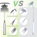 Dual-Head Weed Puller Tool, 2 Pack Heavy Duty Weeder Tool & Weed Remover, Garden Uprooting Tool with Hoe and Rake for Easy Weed Removal