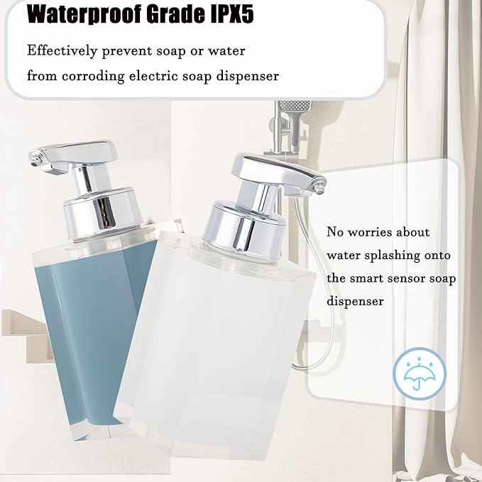 Automatic Soap Dispenser, Touchless Smart Foam Soap Dispenser, USB Rechargeable, 7.6oz / 225ml, Dish Soap Dispenser for Bathroom, Kitchen, Hotel - Bule