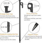 12 Pack Tent Stakes Heavy Duty Metal Tent Pegs for Camping Steel Tent Stakes 8 inch Unbreakable and Inflexible