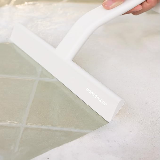 JustHang Shower Squeegee for Glass Doors, All-One-Piece Silicone with Built-in Hook Design for Easy Hanging and Cleaning, 10 Inch White