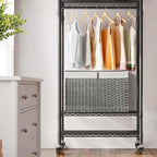 180L Wicker Storage Basket with Lid, Handwoven Rattan Large Shelf Basket with Removable Liner, 47.6 Gallon Wicker Basket for Blanket, Storage Trunk with Handle for Closet, Bedroom, Livingroom, Grey