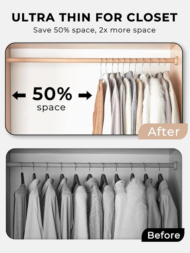 SMARTOR Plastic Hangers 50 Pack - Thin Clothes Hangers Heavy Duty | Durable | Lightweight | Space Saving | Slim | Flexible - Dorm Room Essentials for College Students - White