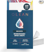 QLEAN Dryer Sheets | Natural Fabric Softener & Removes Static Cling | Vegan Laundry Softener | Soft, Fresh Laundry, Perfect for Clothes and Beddings, Unscented - 120 Loads