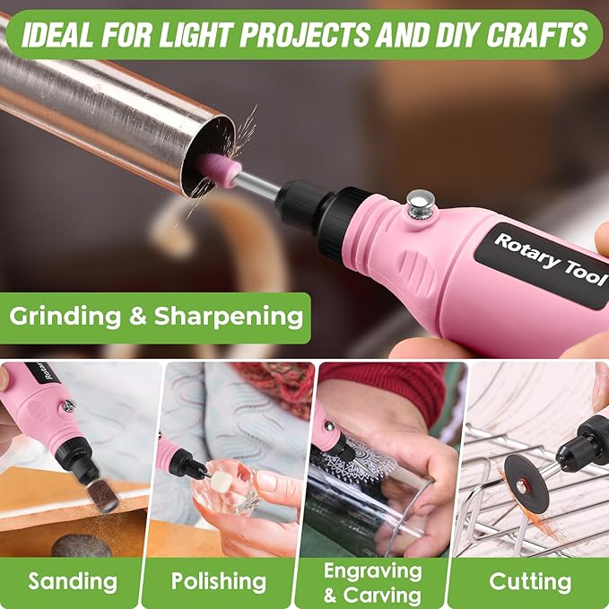 Rotary Tool | 3.7V Cordless Rotary Tool Kit, 2.0Ah Li-ion Battery USB Charging 68 Accessories Power Rotary Tools,5 Speed Mini Rotary Tool Cordless Ideal for Light DIY Projects and Precision Work