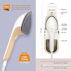 Handheld Steamer for Clothes, 1500W Extra Large Soleplate, 330ml Detachable Tank, 2-in-1 Horizontal & Vertical Use, Fabric Wrinkles Remover, No Water Leak and Auto-Off