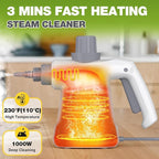 Pressurized Handheld Steam Cleaner, Portable Steam Cleaner Multipurpose for Home, Multi-Surface Steam Cleaner for Tile, Grout, Windows, Bathroom, Kitchen, Car Cleaning (White)