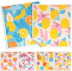 6 - Pack Swedish Kitchen Dish Cloths - Reusable Paper Towels for Counters & Dishes - Eco Friendly Cellulose Sponge Cloth - Assorted (Fruit Plants)