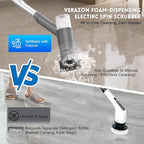 Electric Spin Scrubber,Spray with Foam Cordless Cleaning Brush, 2-Speed Shower Scrubber, Shower Cleaning Brush with 9 Replaceable Brush Heads, Adjustable Removable Handle for Bathroom（Dark Grey）