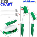 Holikme Cleaning Brush Set for Household Use, Scrub Brush, Kitchen Brush, Tile Lines Brush for Bathroom, Floor, Tub, Shower and Kitchen Surface (Green)