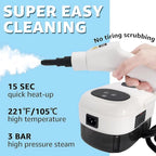 2500W Handheld Steam Cleaner, Pressurized Steamer for Car Detailing, Grout, Tile, Upholstery, Kitchen & Bathroom, 1100ML Large Tank, 6-Level Adjustable Steam, Fast Heat Up(White 2)