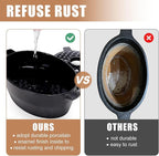 G GOOD GAIN Wood Stove Steamer - Cast Iron Stove Humidifier with Large Opening Top | Oval Bowl Fire Place Stove Pot for Home Heating Decorative | Matte Finish & 2.7 Quart, Black