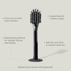 Ionic Dish Brush, Magnetized to Stand Upright, Stainless Steel with Replaceable Head, Bronze