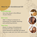Sandalwood Essential Oil, Home Fragrance Oil Scent Oils for Perfume, Diffuser, Skin, Hair, Roll On - 1 Oz