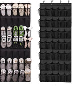 Over The Door Shoe Organizer, 35 Mesh Pockets Shoe Rack for Closet, Entryway, Bathroom, Heavy-Duty Hanging Storage for Sneakers, Heels, Flip Flops & More (Black)