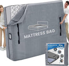 Mattress Bags for Moving and Storage, BETU Waterproof Mattress Protector King Mattress Cover with 8 Heavy Duty Handles and Zipper Extra Thick Moving Supplies for Bed (2 Pack:82x79x13.5 Grey)