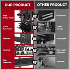 Power Tool Organizer Wall Mount, Heavy Duty 4-Tier Garage Storage Rack with Hooks and Cordless Drill Holder, Utility Racks for Screwdrivers, Pliers, Hammers,AngleGrinder, Shelf for Workbench