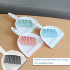Mini Broom and Dustpan Set Small Dust pan & Brush Set Portable Cleaning Tools for Home Office RV Camping Learning (Pink)