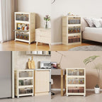 3 Tier - 48QT Storage Bins with Lids, Collapsible Storage Bins with Doors and Wheels, Plastic Storage Cabinet for Easy Storage and Organization for Living Room, Office