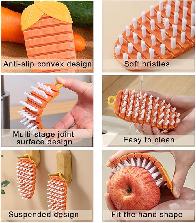 2 Pcs Vegetable Brush,Quick Cleaning Brushes for All Kinds Vegetables Fruits