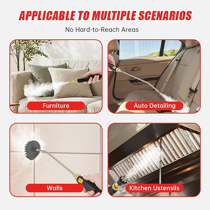 Steam Cleaner, 2500W Portable High Temp Bathroom Power Steamer Cleaning Machine, High Pressure Steamer for Cleaning, Handheld Steam Cleaner for Home For Home Use Kitchen Grease Car Detailing