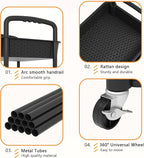 MOYIPIN 4-Tier Plastic Rolling Utility Cart with Handle,Utility Storage Cart for Office, Living Room, Kitchen,Movable Storage Organizer Shelves,Black