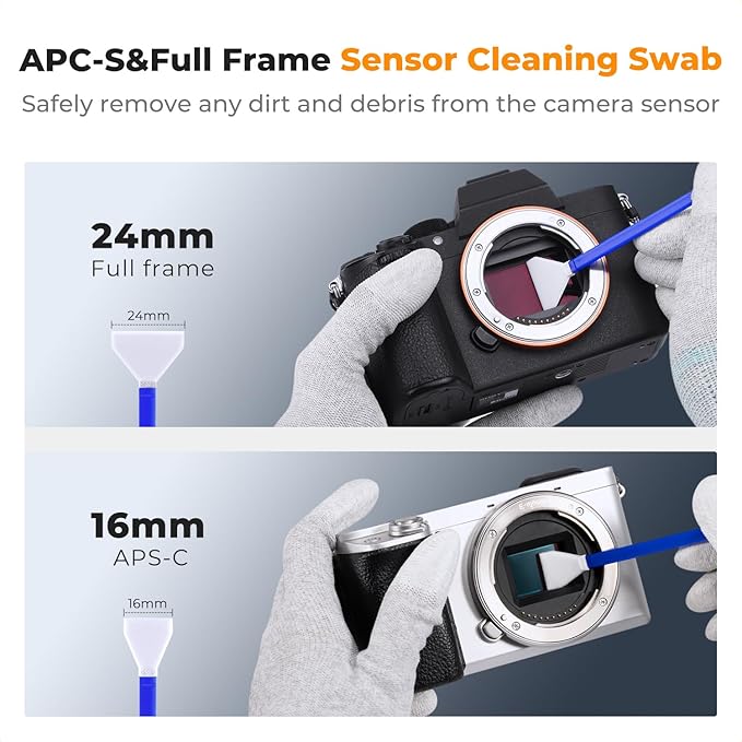 K&F Concept Professional Camera Cleaning Kit - Sensor Cleaner, APS-C & Full-Frame Swabs, Air Blower, Lens Brush, Gloves, Lens Cloths, Carry Case, Lens Cleaning Kit for FF DSLR & Mirrorless Cameras