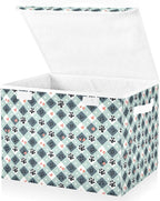 senya Large Storage Bins with Linen Collapsible Foldable Storage Cubes Fabric Closet Organizer Containers box with Flip-Top Lid for Home Bedroom Office 16.7 x 12.6 x 11.8in (Much Dog Paw Print)