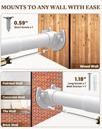 Closet Rod 17-69 IN, Heavy Duty Closet Rods for Hanging Clothes, Adjustable Closet Rods for Wardrobes Storage Laundry RV Bathroom, Easy Install, White