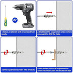#8 * 1-1/2" Self Drilling Zinc Alloy Drywall Anchors, Strong Hold Wall Anchors, 50PCS Heavy Duty Wall Anchors and 50PCS Screws for Drywall, 75 LBS Hanging